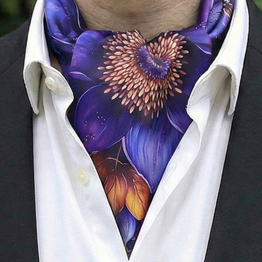 Genuine Silk Royal Violet Bloom Ascot Cravat