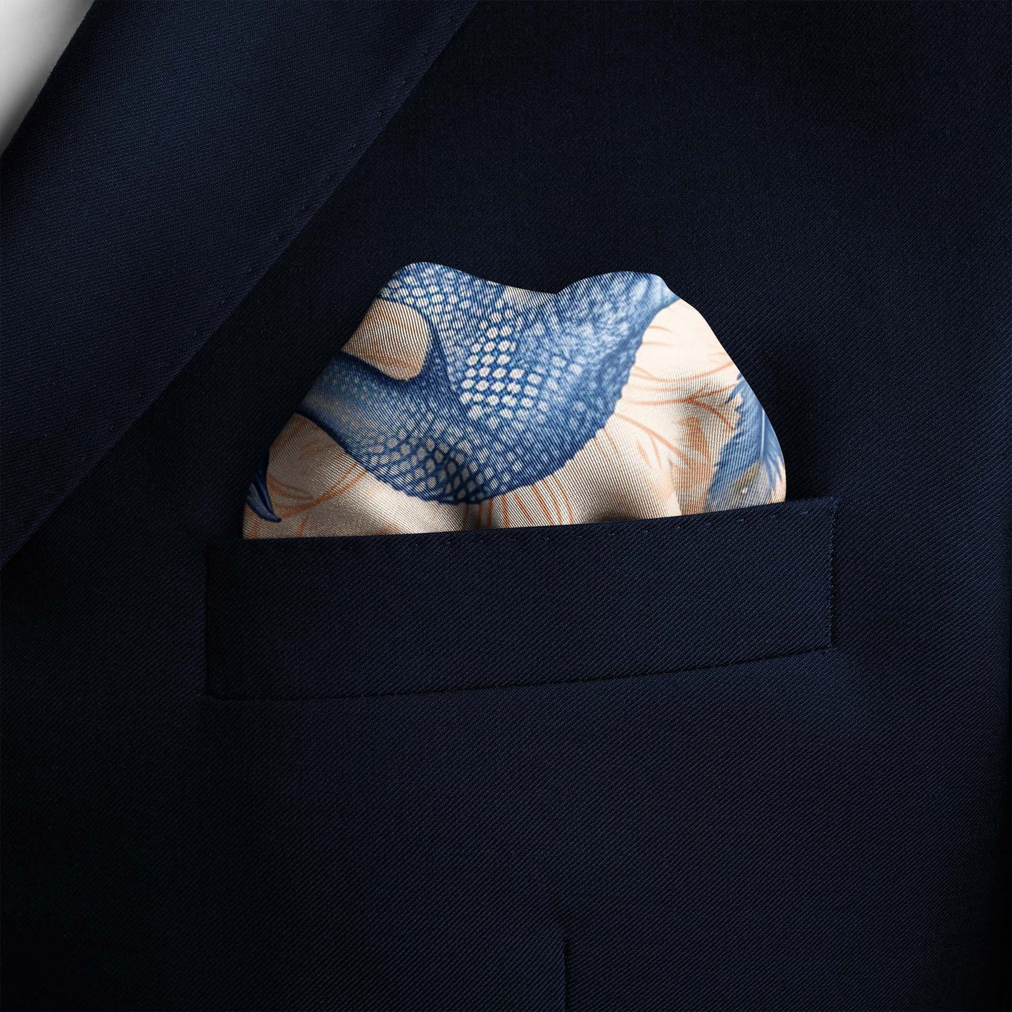 Genuine Silk Sapphire Imperial Peacock Pocket Square