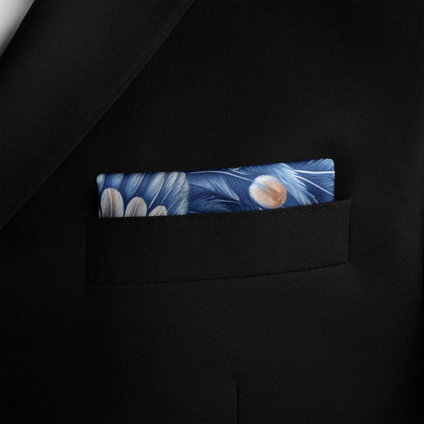 Genuine Silk Sapphire Imperial Peacock Pocket Square