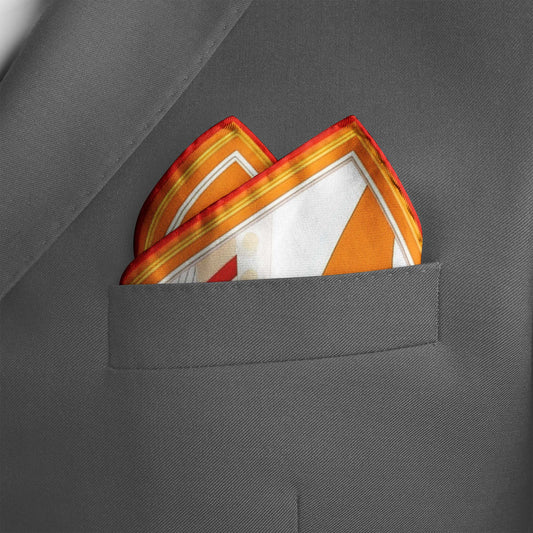 Genuine Silk Tangerine Mustang and Sunset Flow Pocket Square