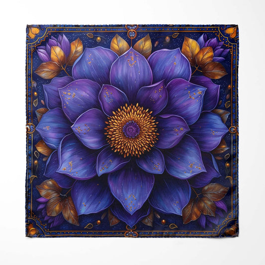 Genuine Silk Twilight Violet Floral Bloom Pocket Square