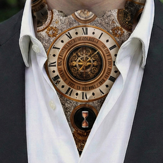 Genuine Silk Vintage Clockwork Ascot Cravat