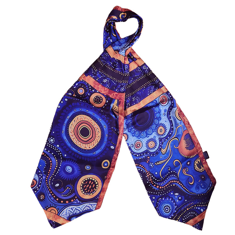 Genuine Silk Midnight Celestial Swirl Ascot Cravat