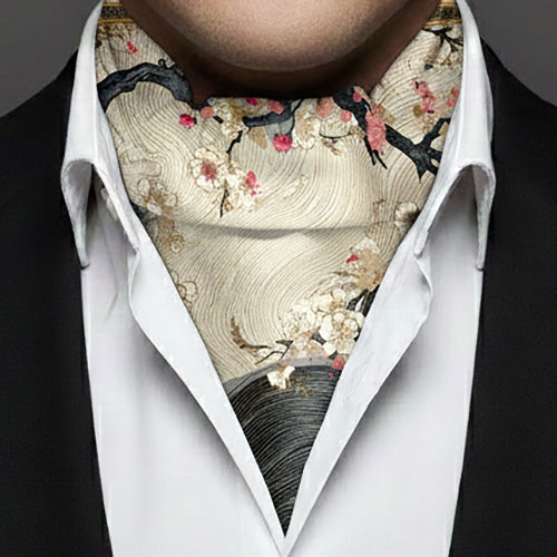 Genuine Silk Hanami Blossom Ascot Cravat