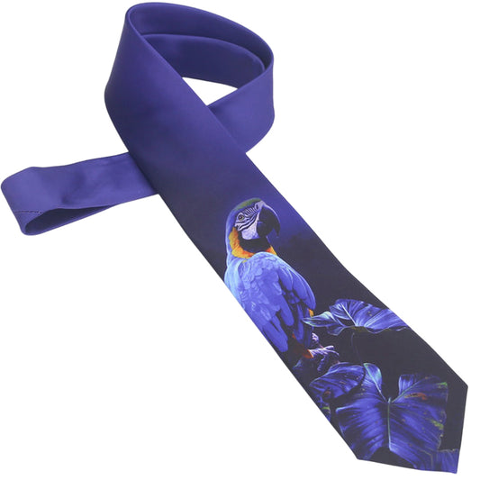 Indigo with Macaw Parrot Tie