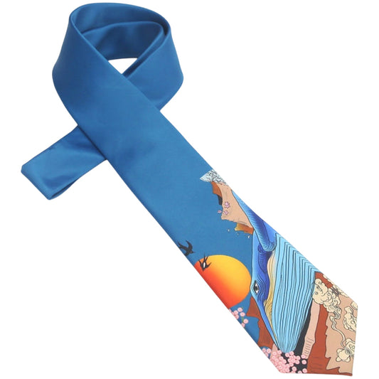 Japanese Anime Whale Slim Tie