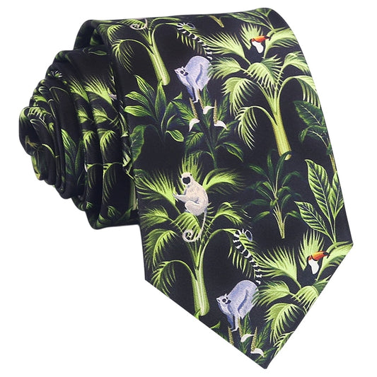 Jungle with Lemurs and Toucans Design Tie