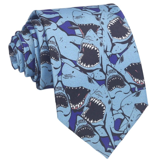 Indigo with Light Blue Sharks Tie