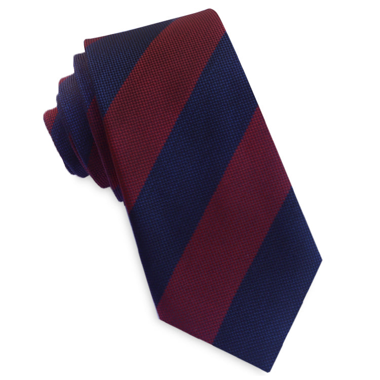 Navy and Dark Red Stripes Slim Tie