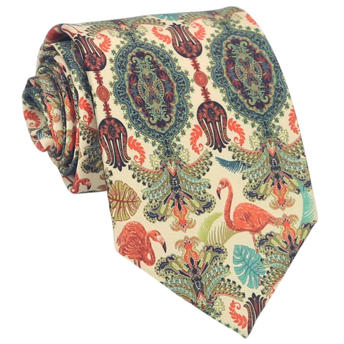 Vintage Pattern with Flamingos Tie