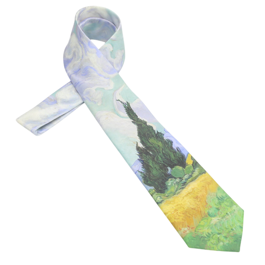 Van Gogh Wheat Fields with Cypruses Slim Tie