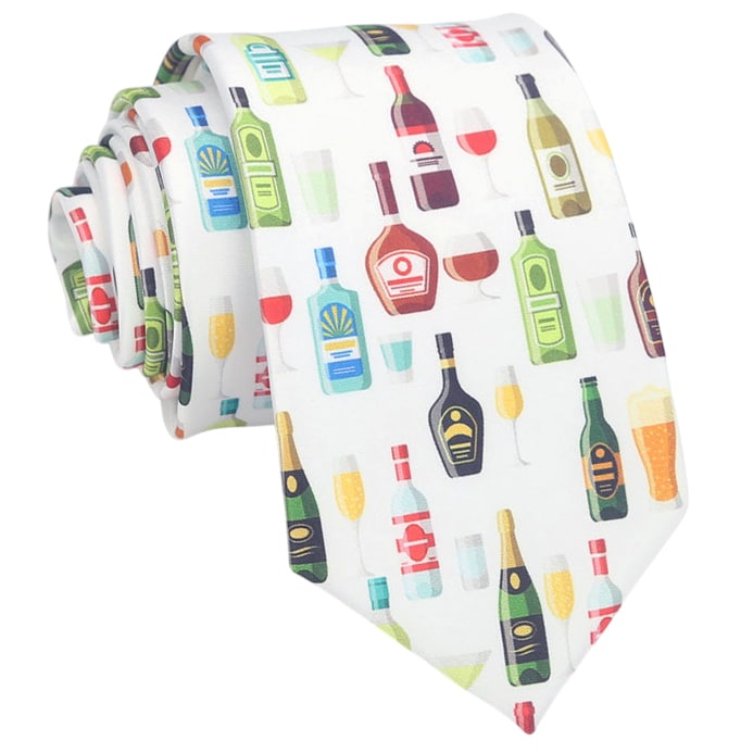 White with Bottles of Spirits Tie