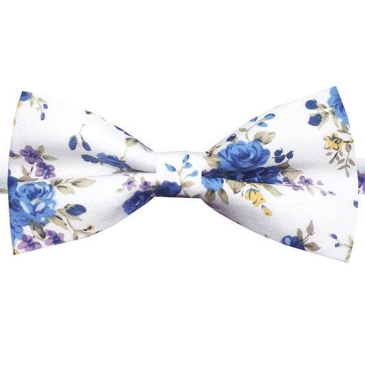 White with Purple & Blue Floral Men’s Bow Tie