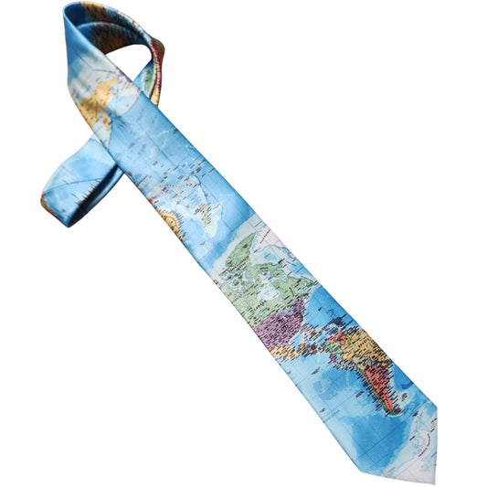 World Map Slim Tie