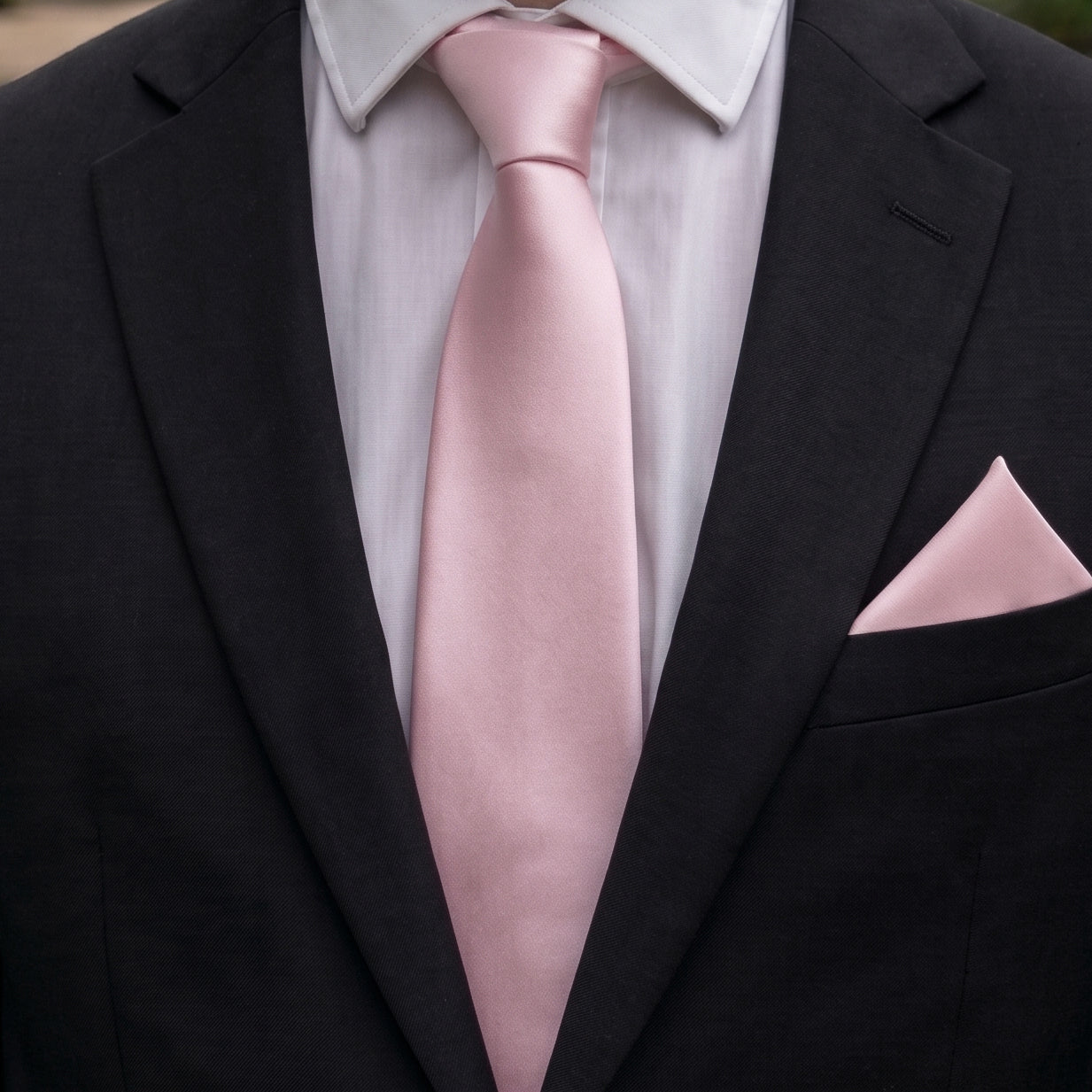 Baby Pink Tie and Pocket Square Set
