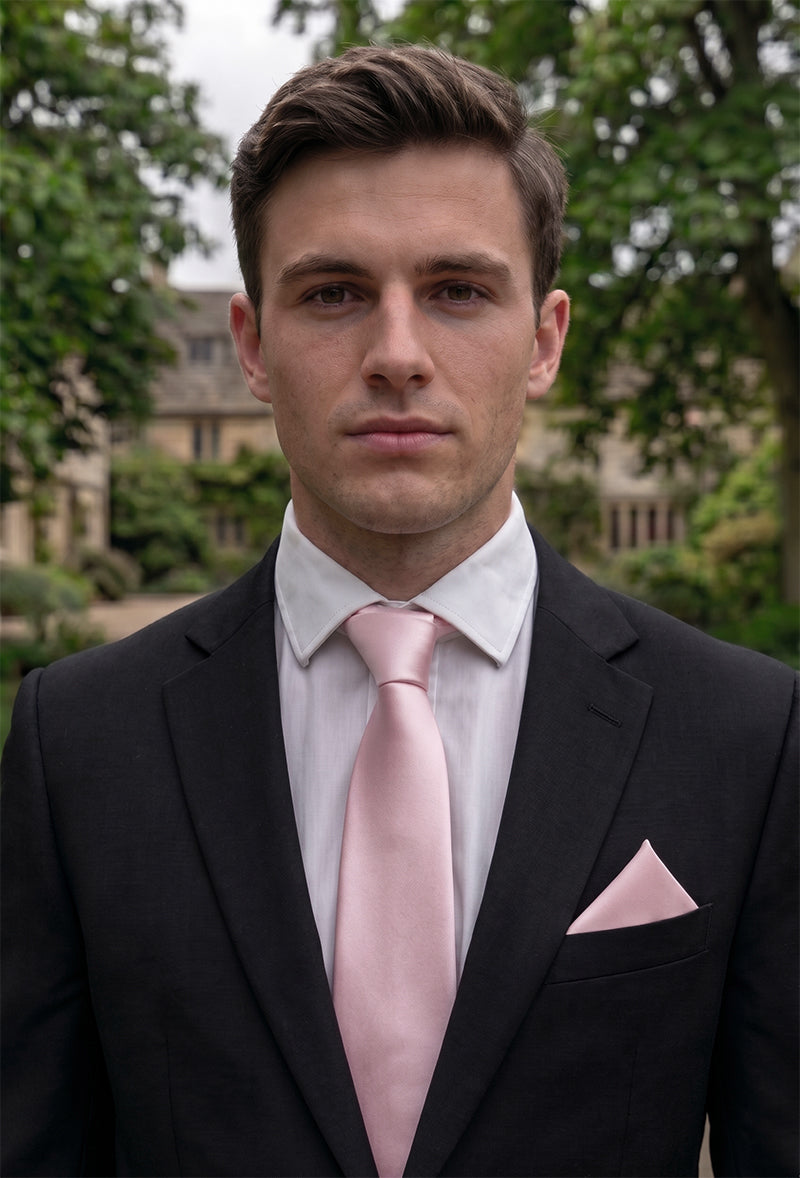 Baby Pink Tie and Pocket Square Set