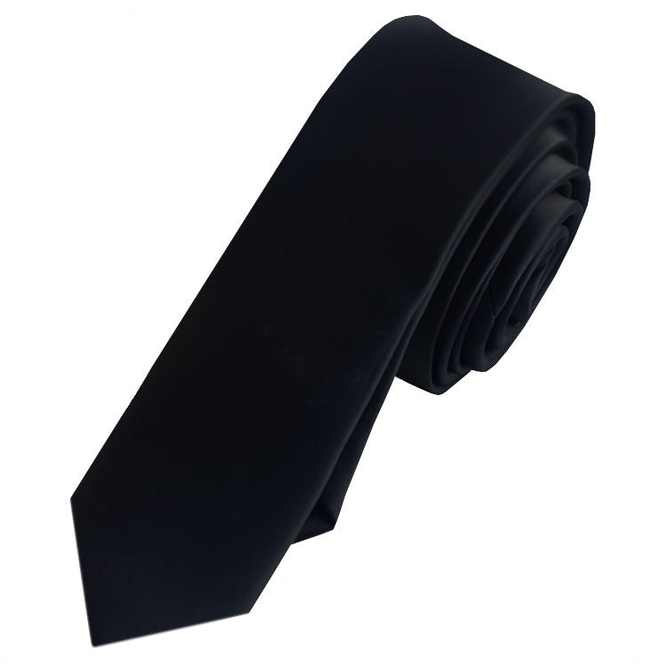 Mens Black Skinny Tie