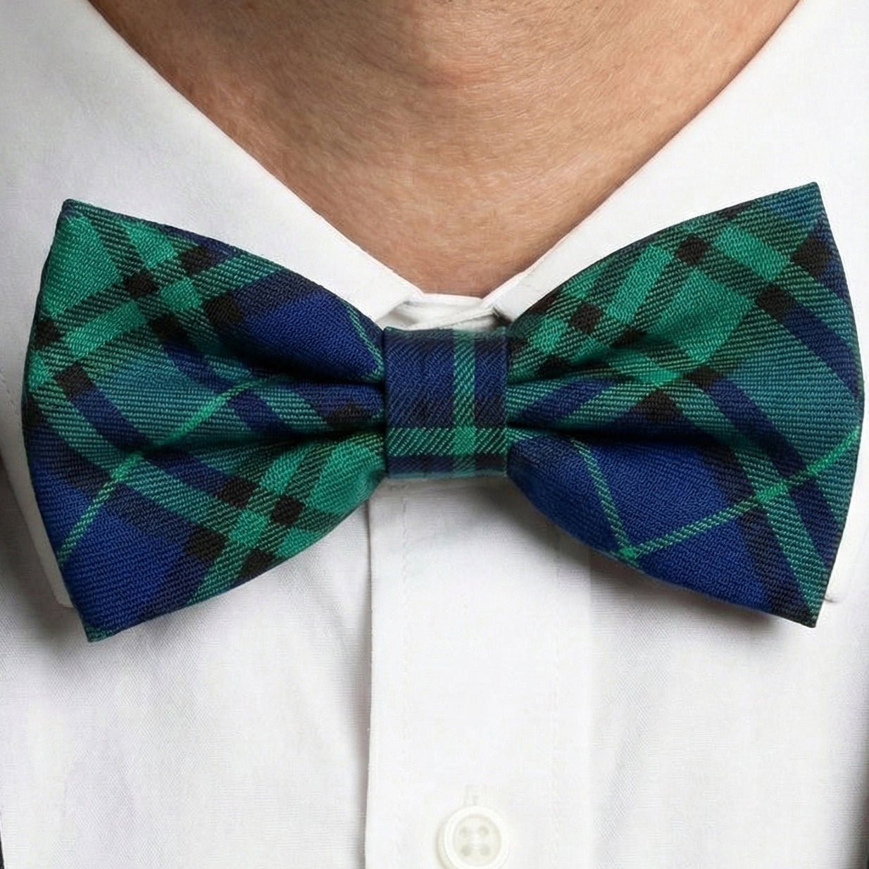 Schwarze Fliege mit Tartanmuster