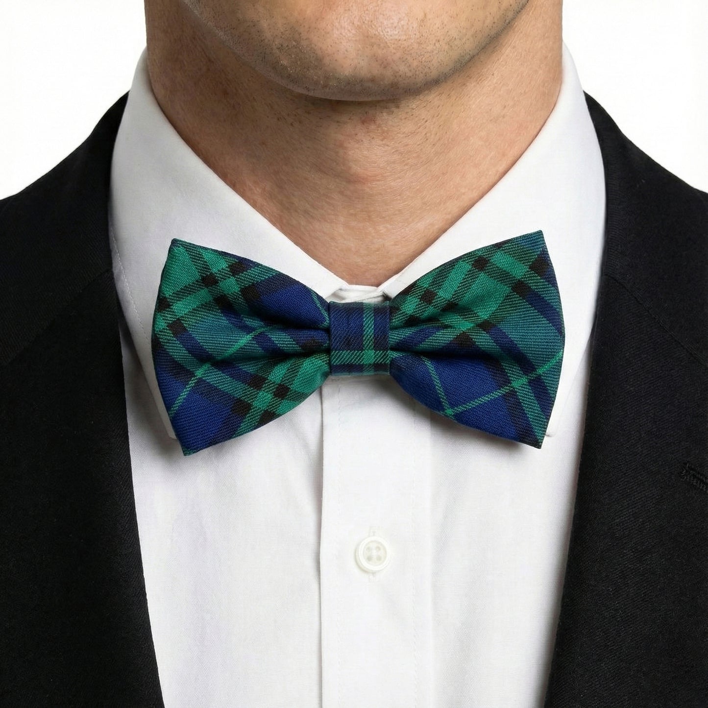 Schwarze Fliege mit Tartanmuster