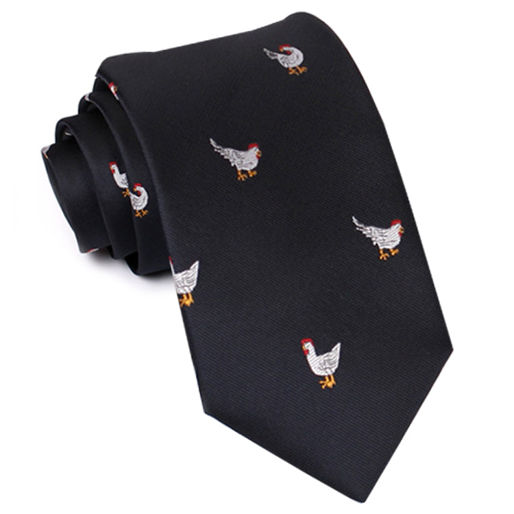 Black with Chickens Slim Tie