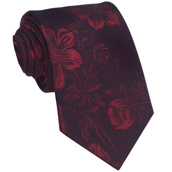 Black and Red Floral Tie