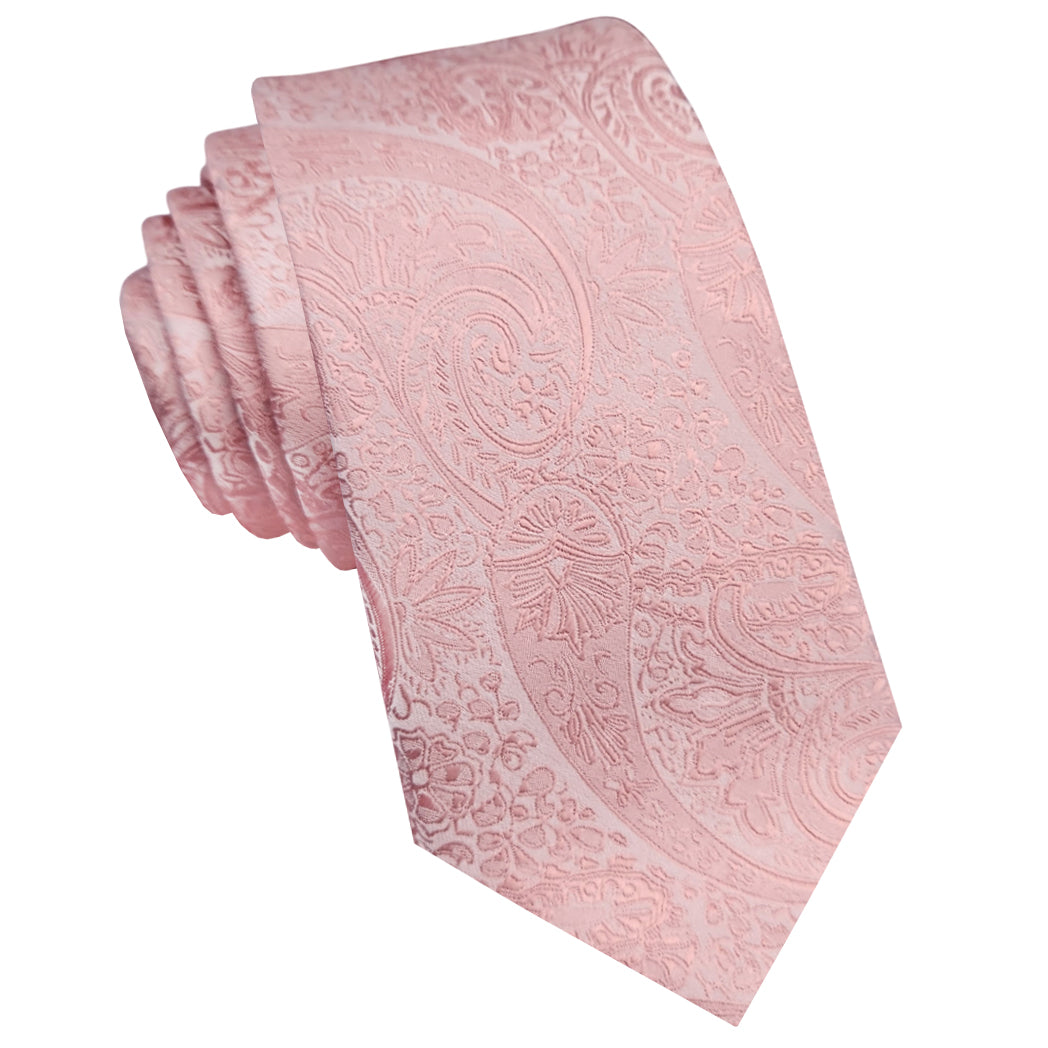 Mens Rose Gold Paisley Slim Tie