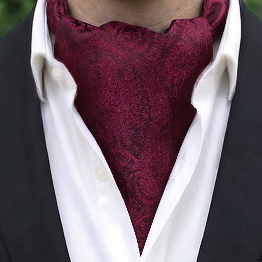 Burgundy Red Paisley Ascot Cravat
