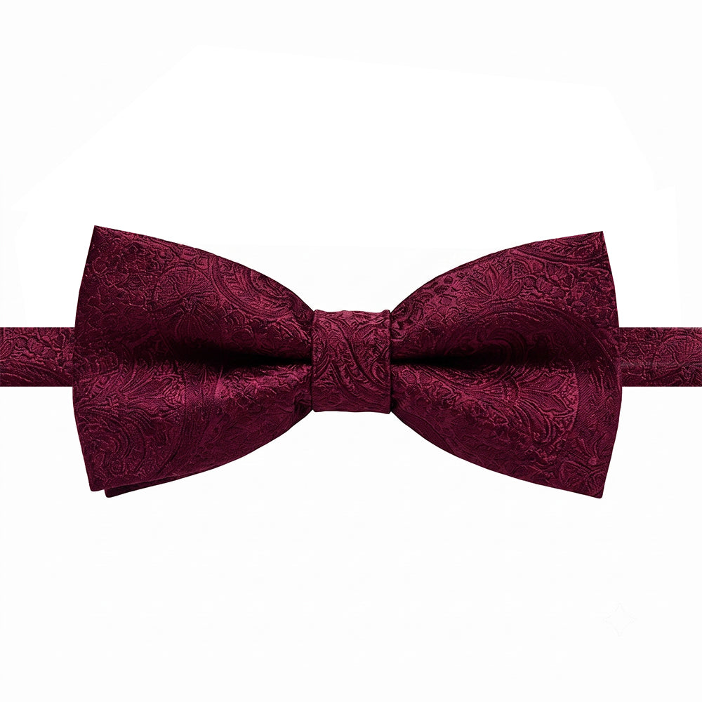 Burgundy Red Paisley Boys Bow Tie