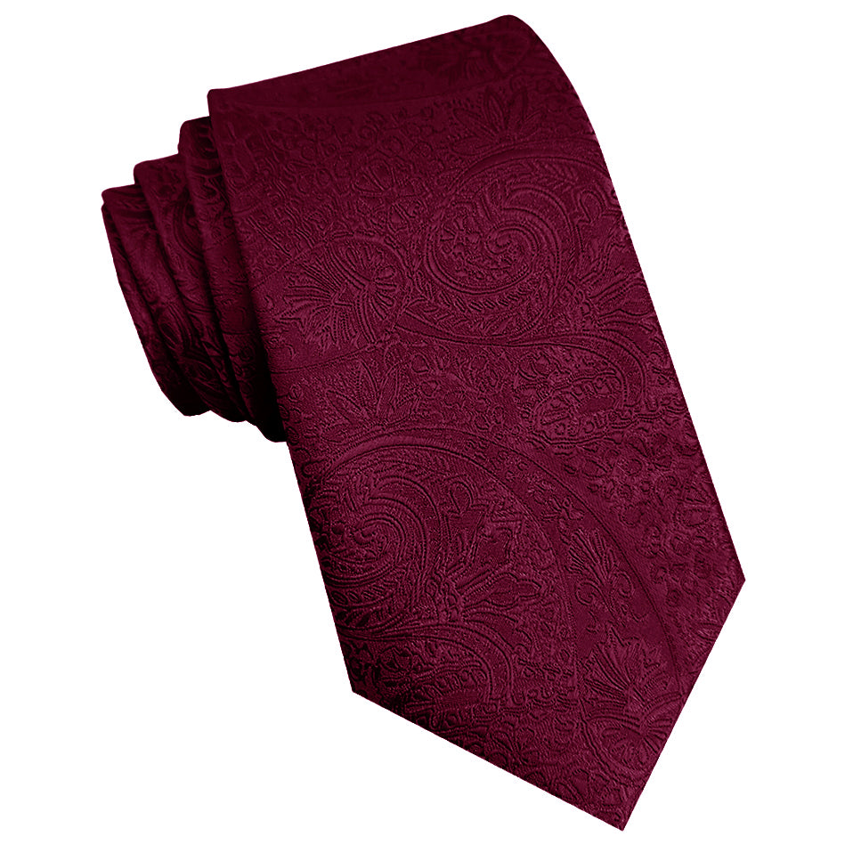 Burgundy Red Paisley Slim Tie 