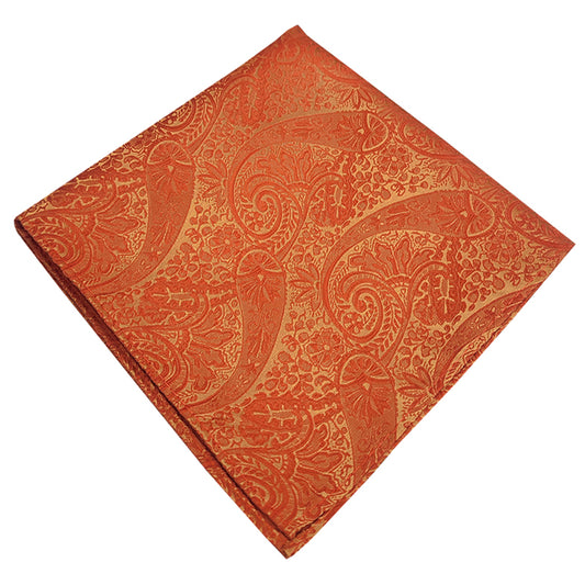 Burnt Orange Paisley Pocket Square