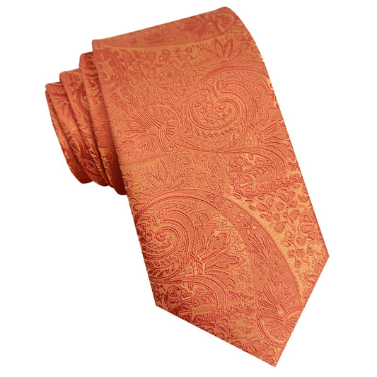 Mens Burnt Orange Paisley Tie