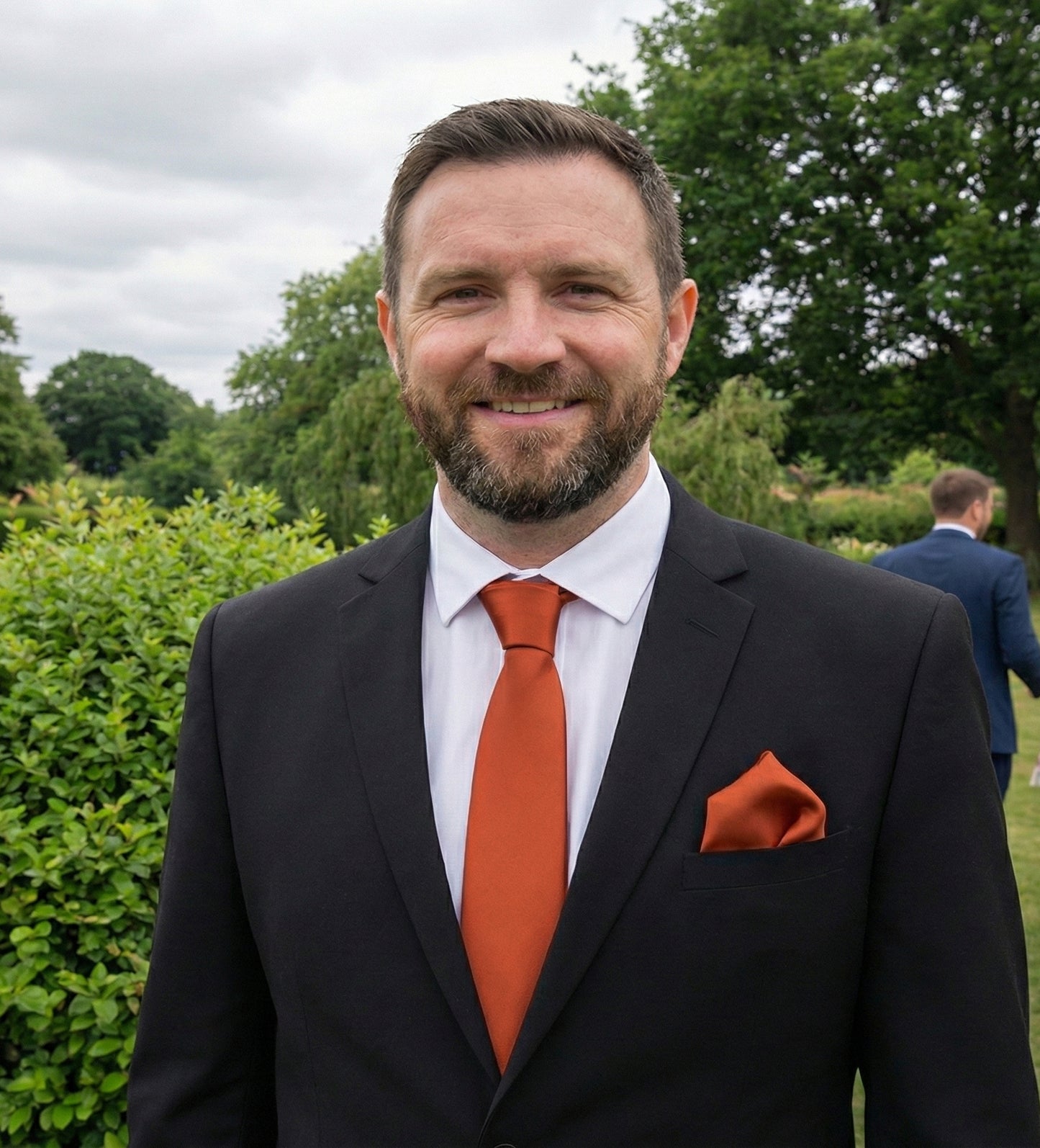 Burnt Orange Tie and Pocket Square Set