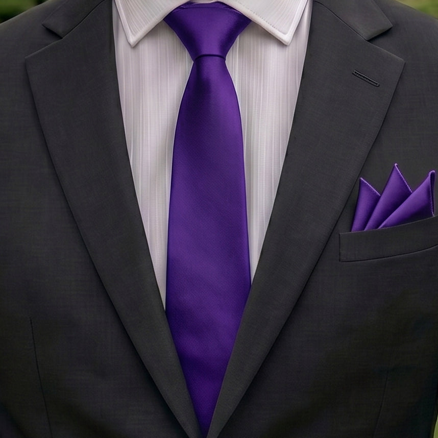 Cadburys Purple Tie and Pocket Square Set