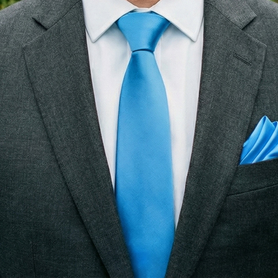 Cobalt Blue Tie and Pocket Square Set