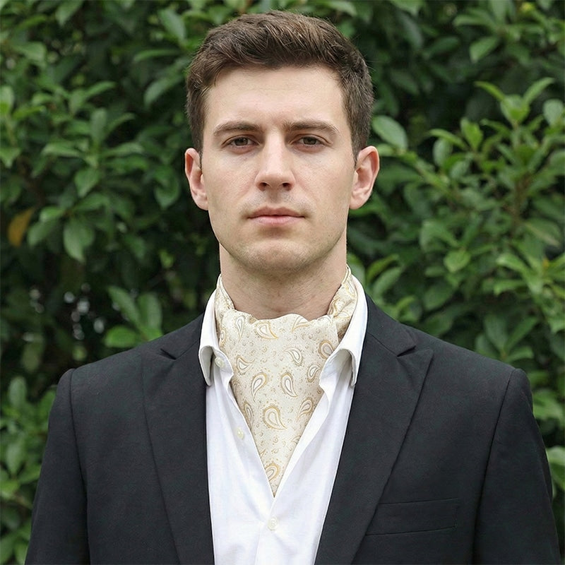 Cream with Gold Paisley Teardrop Ascot Cravat