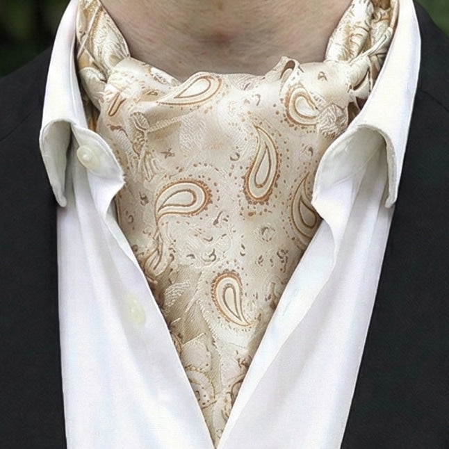 Cream with Gold Paisley Teardrop Ascot Cravat