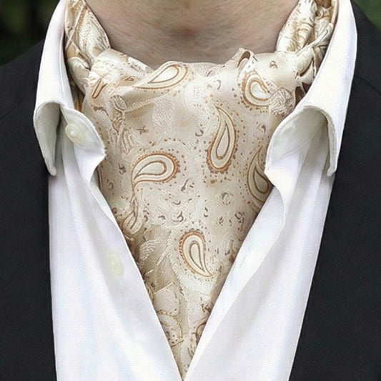 Cream with Gold Paisley Teardrop Ascot Cravat