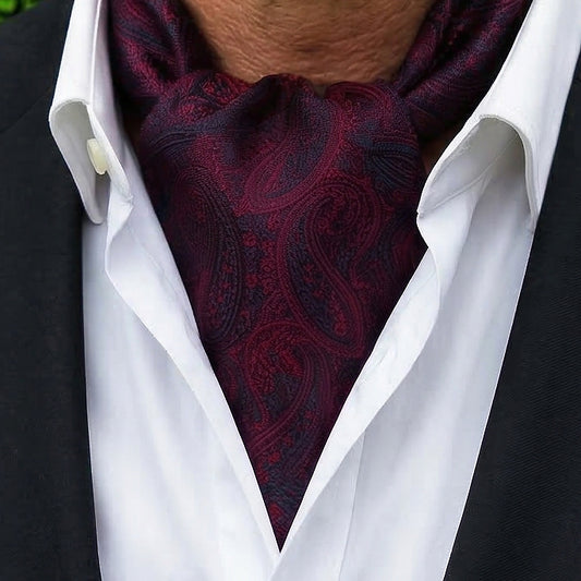 Dark Blue and Red Paisley Ascot Cravat