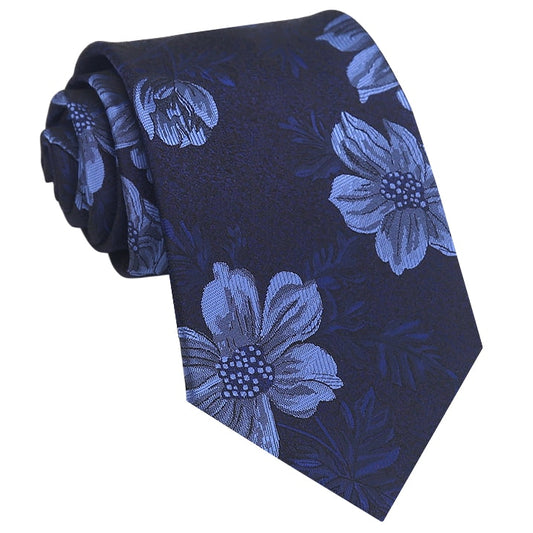 Dark Blue with Light Blue Floral Tie