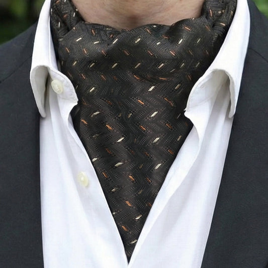 Dark Brown with Ivory & Copper Zigzags Ascot Cravat