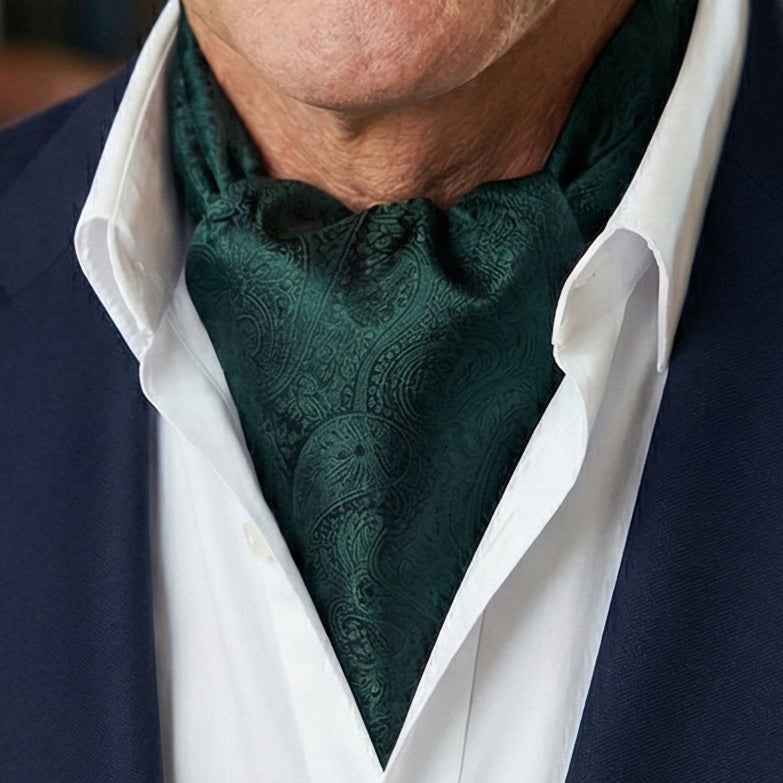 Dark Green Paisley Ascot Cravat