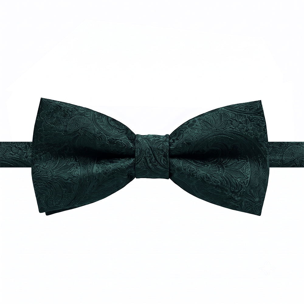 Dark Green Paisley Boys Bow Tie