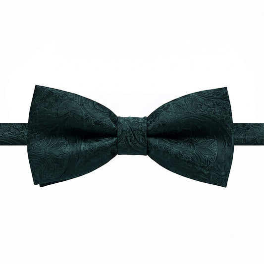 Dark Green Paisley Boys Bow Tie