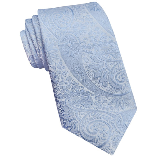 Mens Dusty Blue Paisley Slim Tie