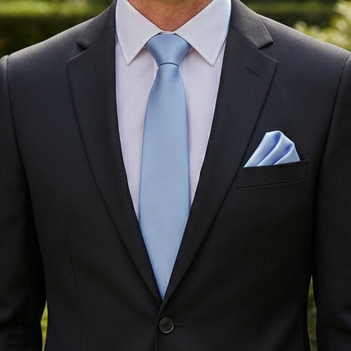 Dusky Blue Tie and Pocket Square Set