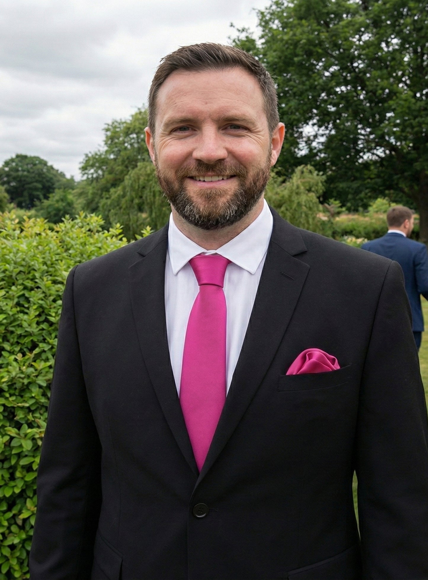 Fuschia Pink Tie and Pocket Square Set