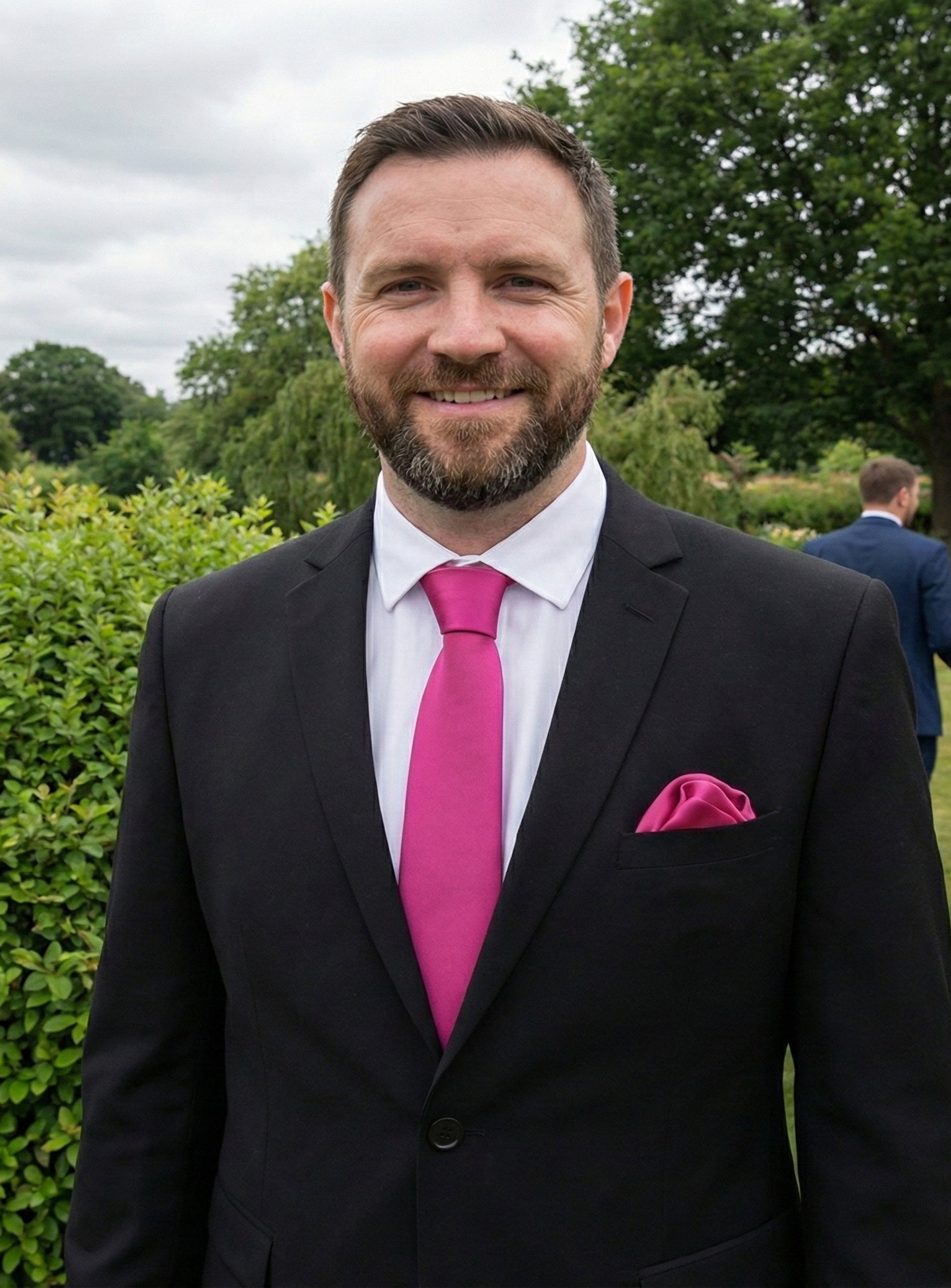 Fuschia Pink Tie and Pocket Square Set