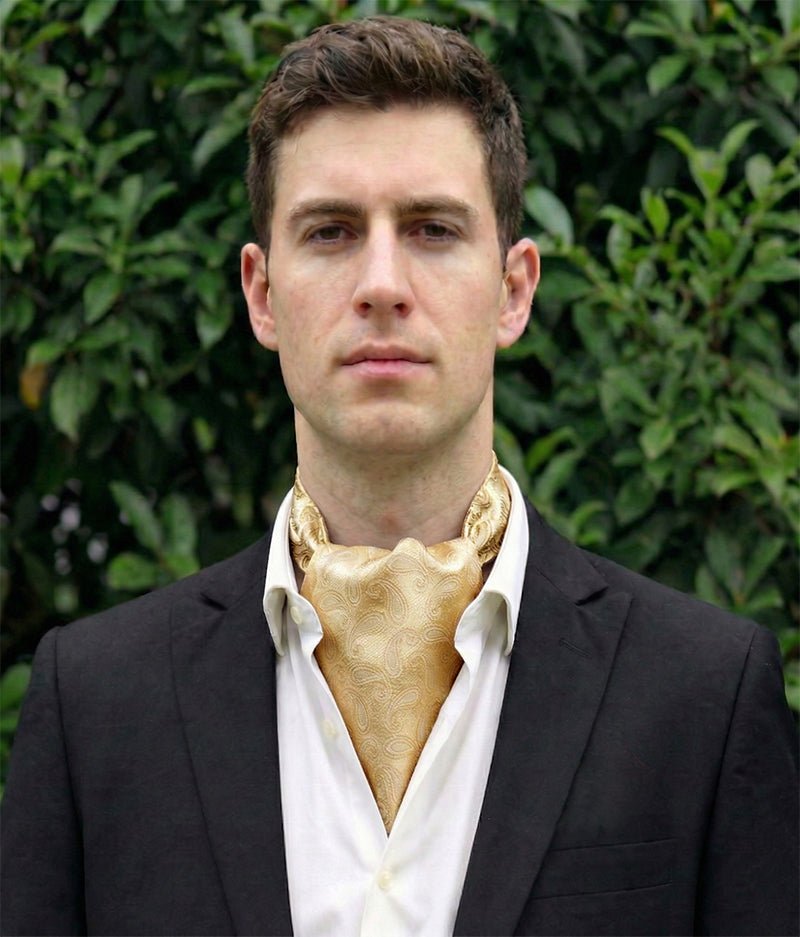Light Gold with Paisley Teardrop Ascot Cravat