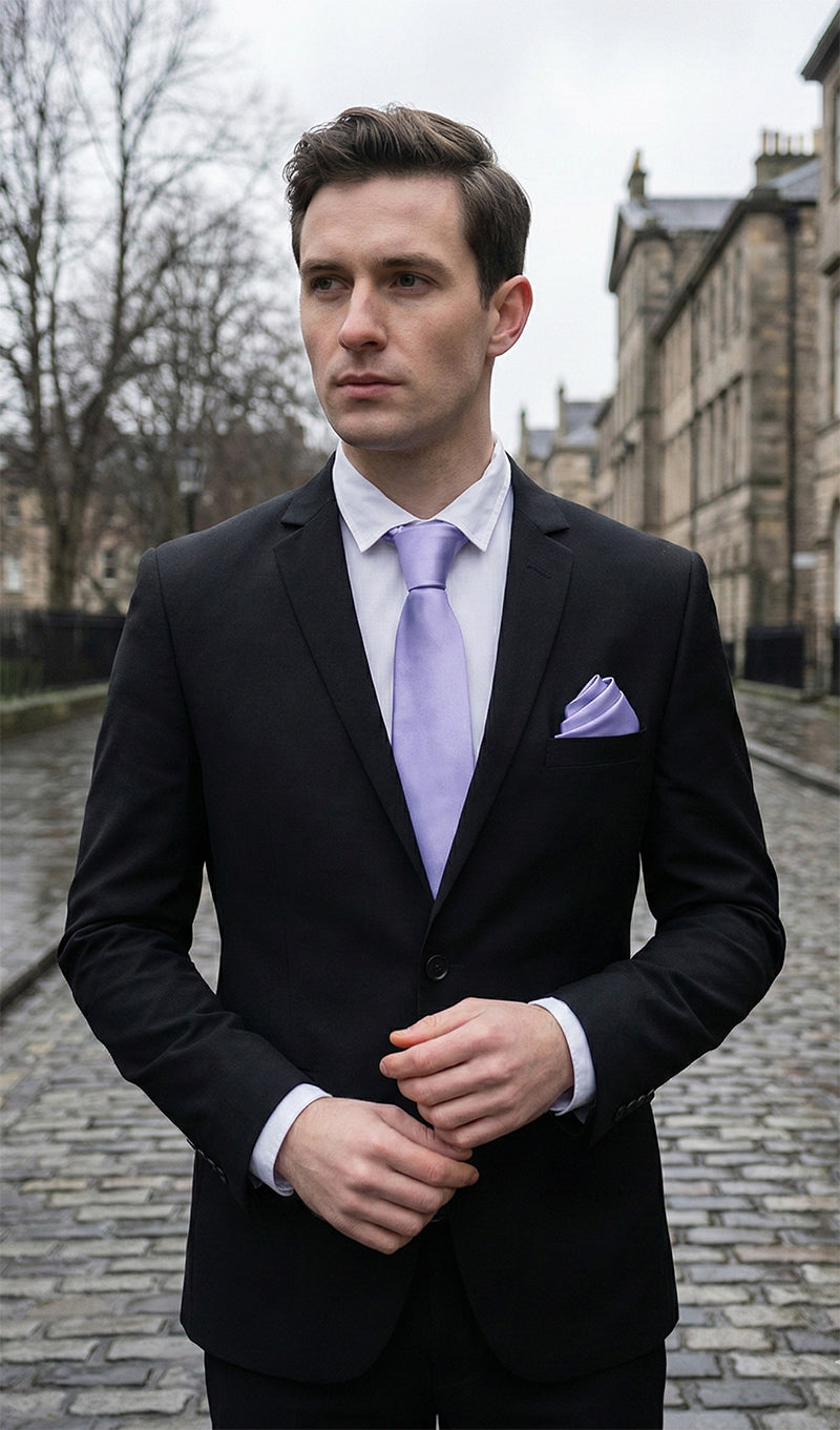Lavender Tie and Pocket Square Set