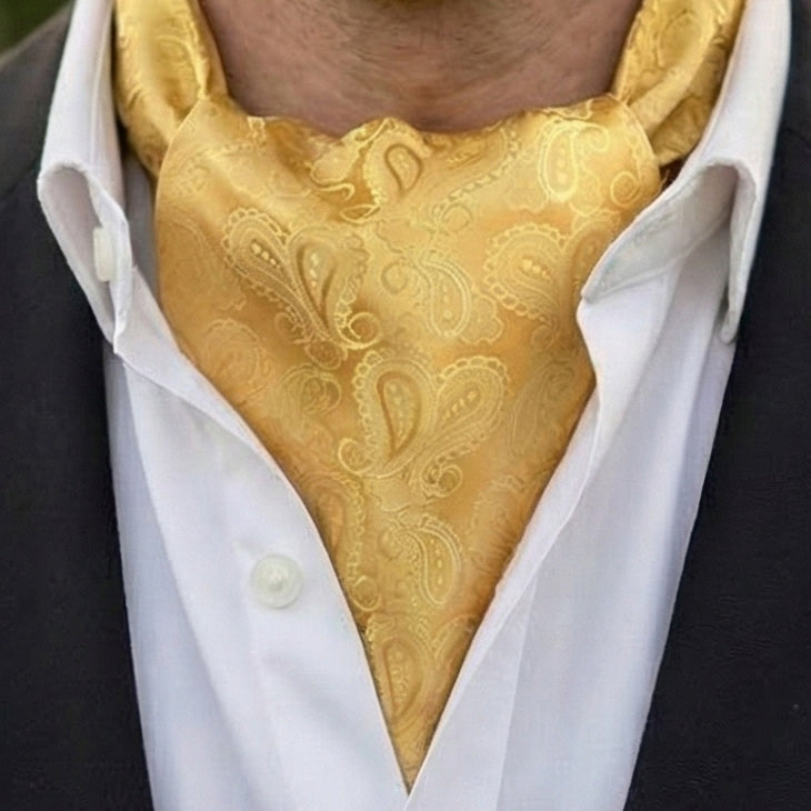 Mens Gold Paisley Ascot Cravat